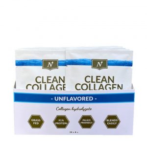 Kartong med portionsförpackningar av Clean Collagen från Nyttoteket