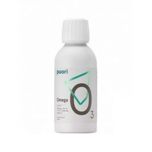 En flaska med flytande Omega3 från Puori