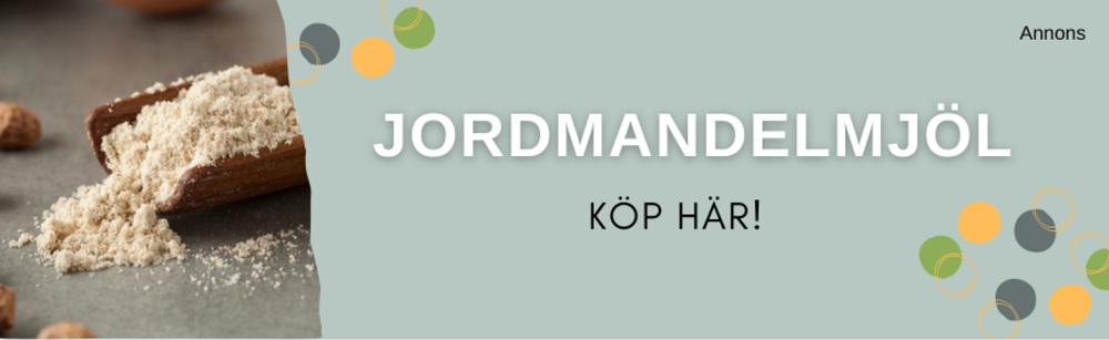 Annons för jordmandelmjöl hos Glimja